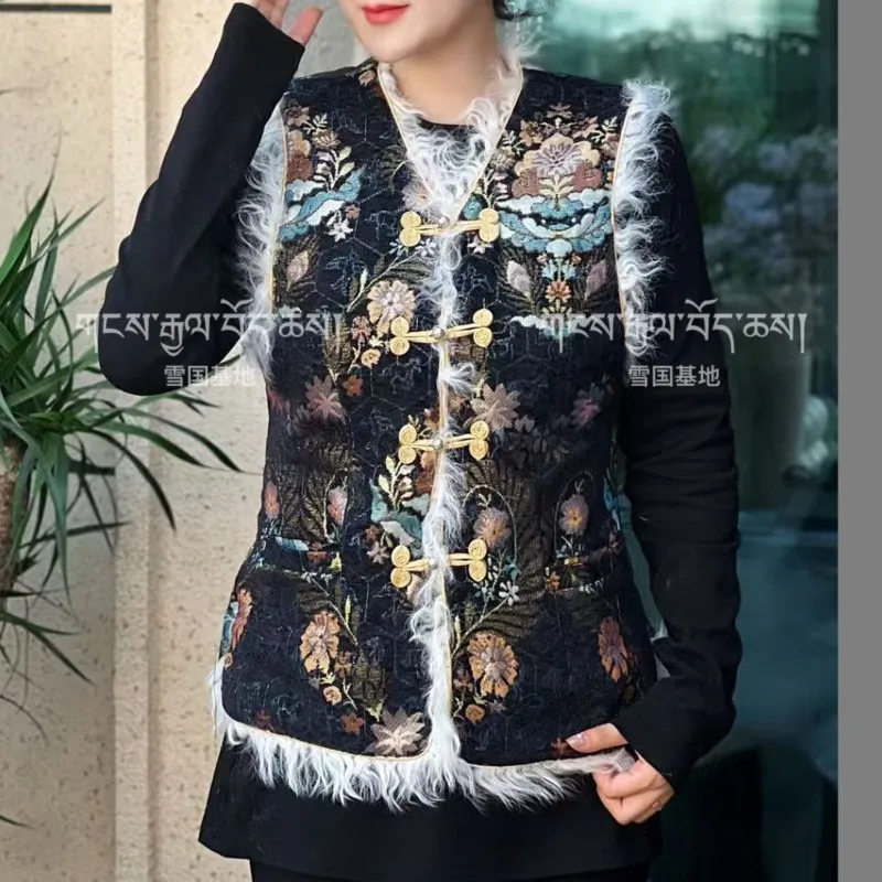 Tibetan Style Vest Women's Winter Fleece Lined Padded Warm Keeping Top Coat
Tibetan Style Vest Women's Winter Fleece Lined Padded Warm Keeping Top Coat