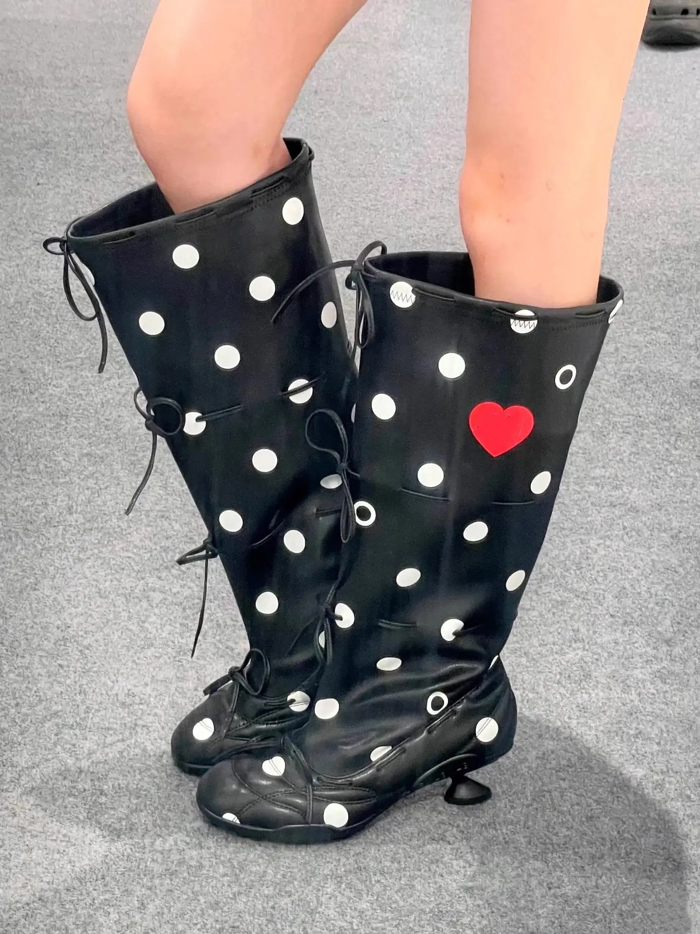 Women's Polka Dot Knee-High Boots Red Heart Detail Lace-Up Design Playful Retro Style for Festive Outings Fashion-Forward Looks
Women's Polka Dot Knee-High Boots Red Heart Detail Lace-Up Design Playful Retro Style for Festive Outings Fashion-Forward Looks