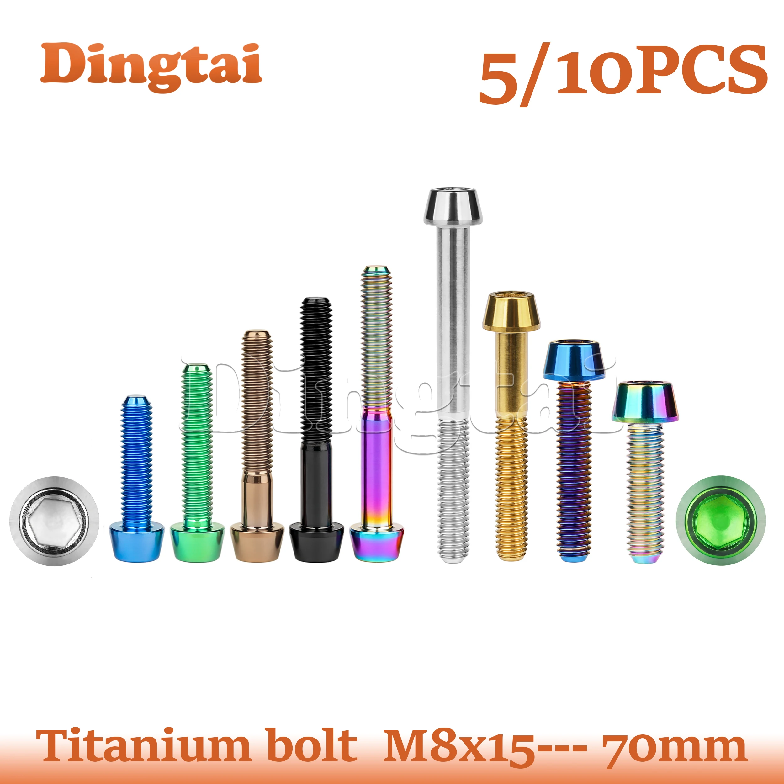 Dingtai Titanium Bolt 5/10PCS M8x15 -- 70mm DIN912 Cylindrical Head Hex Screw is Used for Motorcycle Car Modification
Dingtai Titanium Bolt 5/10PCS M8x15 -- 70mm DIN912 Cylindrical Head Hex Screw is Used for Motorcycle Car Modification