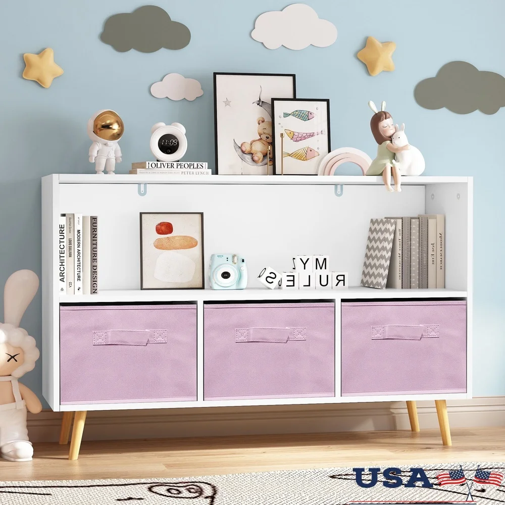 Kids Bookshelf Freestanding Organizer with Collapsible Fabric Drawers Modern MDF Toy Storage Children's Room Safety Design
Kids Bookshelf Freestanding Organizer with Collapsible Fabric Drawers Modern MDF Toy Storage Children's Room Safety Design