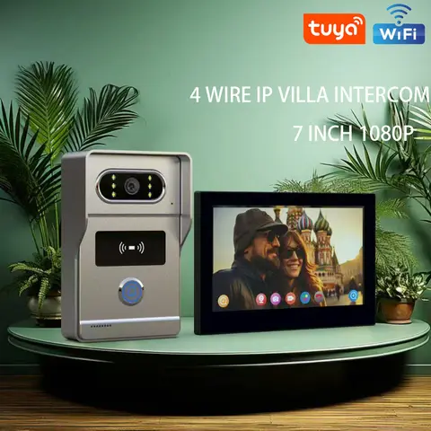Tuya Video Doorbell Home Wired Monitor Intercom Door Phone Villa 1080P Intelligent Night Vision Electronic Access Control System