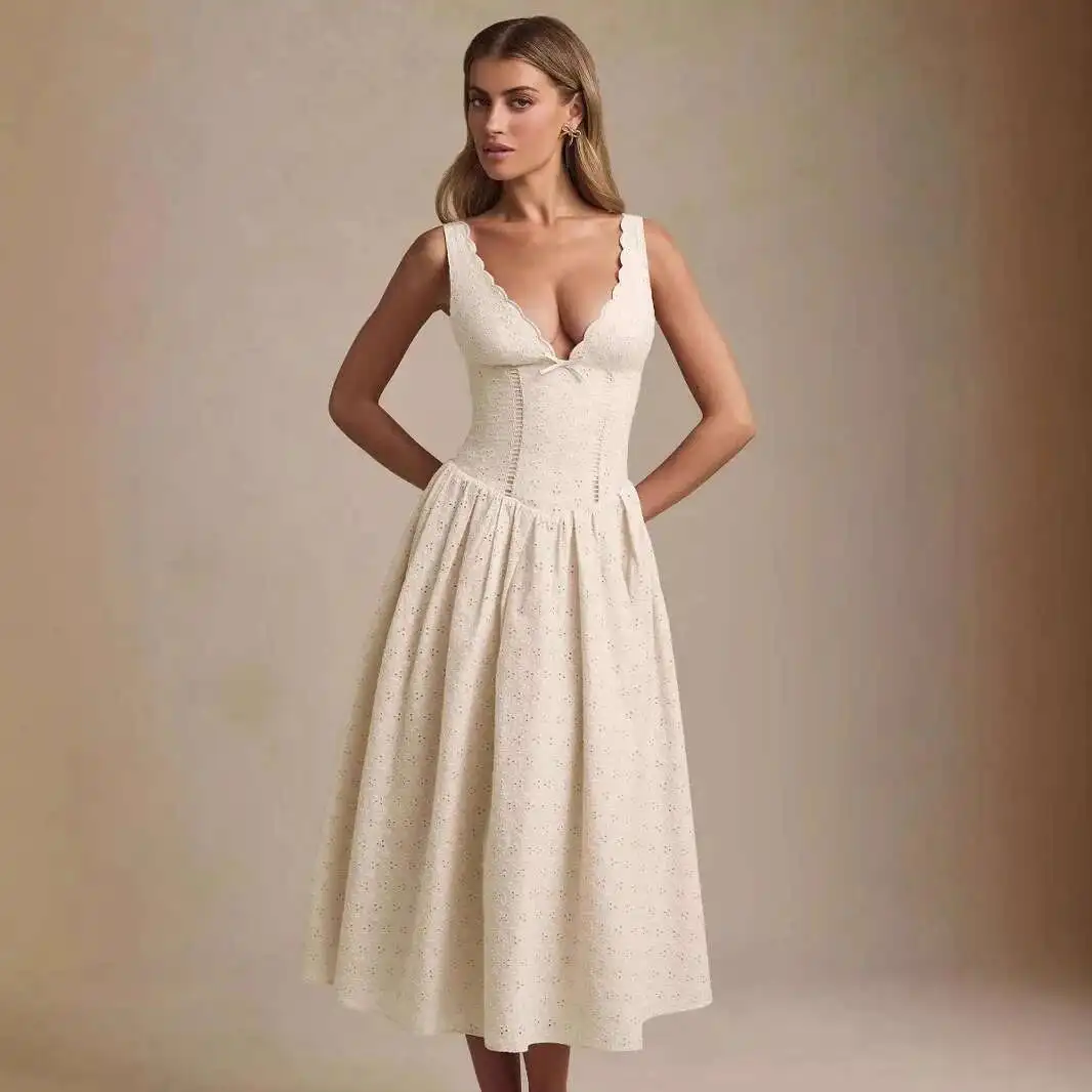 2025 New Solid Color Embroidery Heavy Industry Sexy Slimming Strap Dress Elegant 2025 Summer Dress Robe Vestido Women Elegant
2025 New Solid Color Embroidery Heavy Industry Sexy Slimming Strap Dress Elegant 2025 Summer Dress Robe Vestido Women Elegant