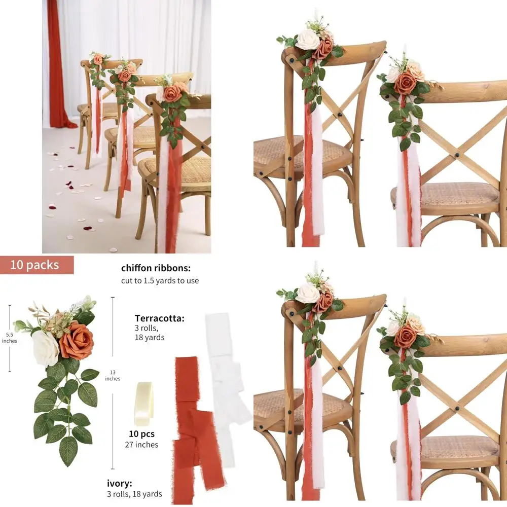 Set of 10 Artificial Flower Pew Decorations with Eucalyptus and Ribbons for Church Wedding Aisle and Chair Arrangements
Set of 10 Artificial Flower Pew Decorations with Eucalyptus and Ribbons for Church Wedding Aisle and Chair Arrangements