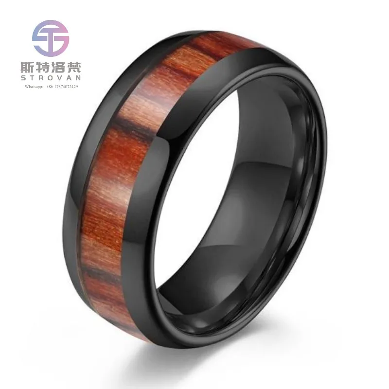 Personalized 4/6/8mm Black Tungsten Ring KOA Wood Veneer Inlay Fashionable Gift Party Anniversary Trendy Classic for Men
Personalized 4/6/8mm Black Tungsten Ring KOA Wood Veneer Inlay Fashionable Gift Party Anniversary Trendy Classic for Men