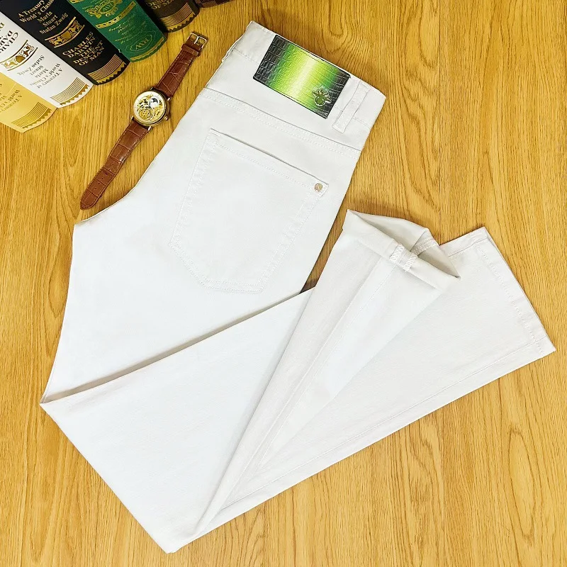 Summer Thin Jeans Men's Simple High-End Slim-Fit Stretch Ice Silk Cool Breathable Tapered Light Luxury Casual Trousers
Summer Thin Jeans Men's Simple High-End Slim-Fit Stretch Ice Silk Cool Breathable Tapered Light Luxury Casual Trousers