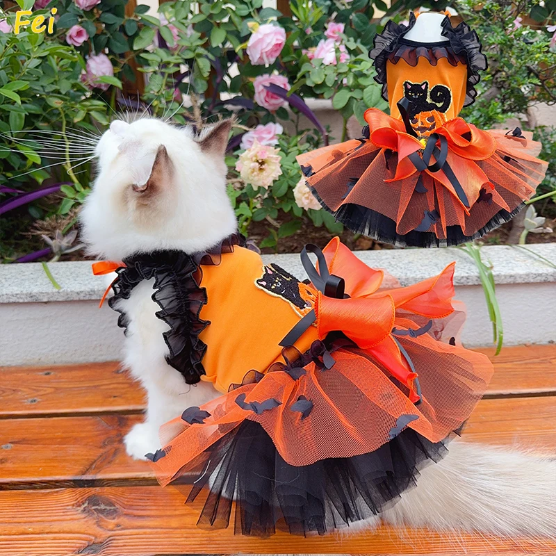 Halloween Cat - Themed Pet Dog Dress, Orange Black Sequin Lace Bow Sling Princess Costume for Small Dog, Autumn New Dog Apparel
Halloween Cat - Themed Pet Dog Dress, Orange Black Sequin Lace Bow Sling Princess Costume for Small Dog, Autumn New Dog Apparel