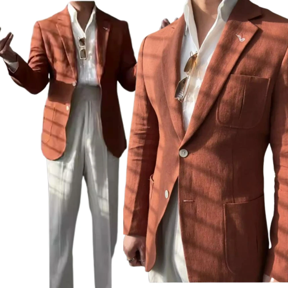 Elegant Men's Suit Jacket Temperament 2023 New Pure Linen Summer Thin Breathable Slim Casual Single Breasted Blazer
Elegant Men's Suit Jacket Temperament 2023 New Pure Linen Summer Thin Breathable Slim Casual Single Breasted Blazer