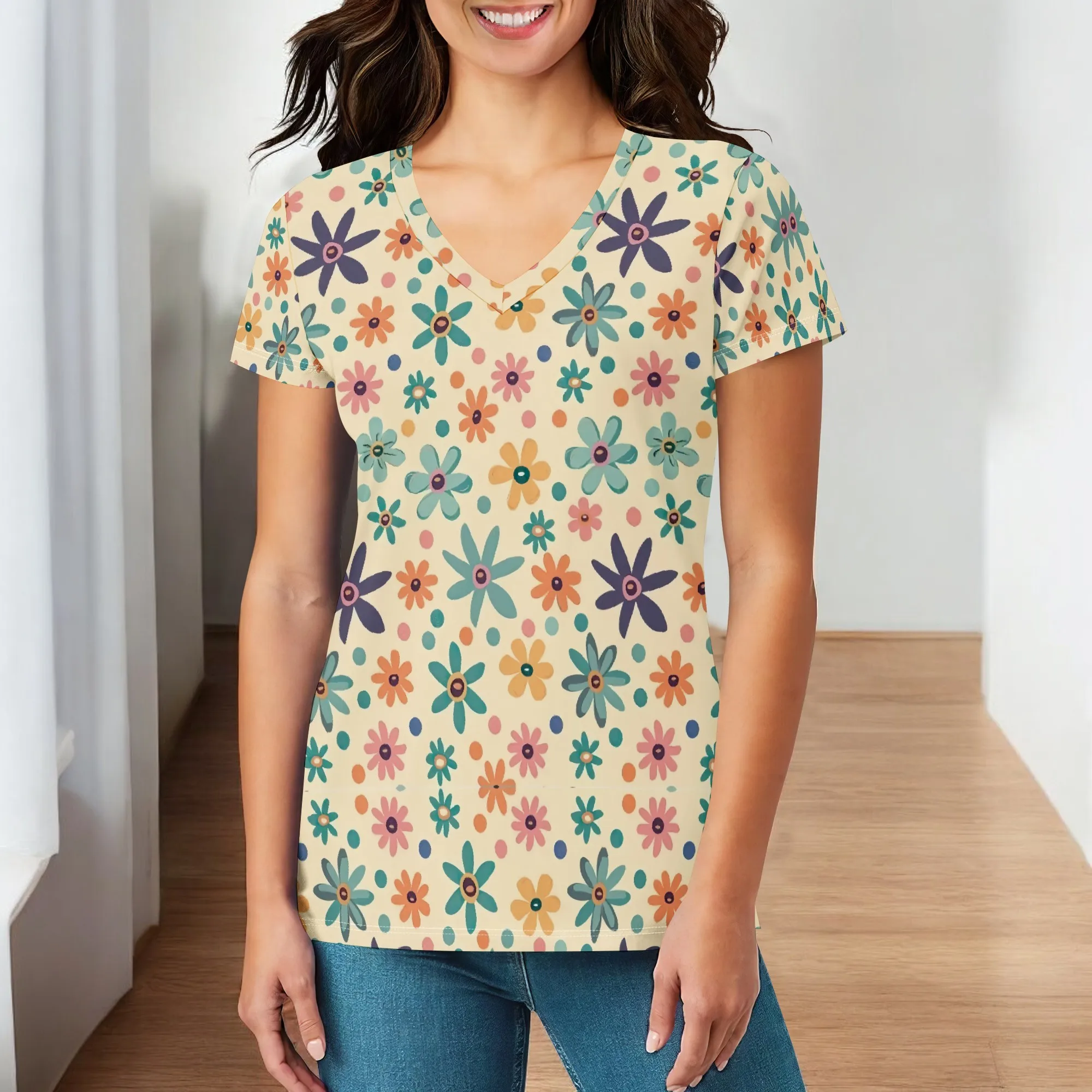 Womens Floral Pattern Short Sleeve Tops Dressy Casual Business Work Blouses Office Shirts V Neck Vintage Print Tees S-3XL
Womens Floral Pattern Short Sleeve Tops Dressy Casual Business Work Blouses Office Shirts V Neck Vintage Print Tees S-3XL