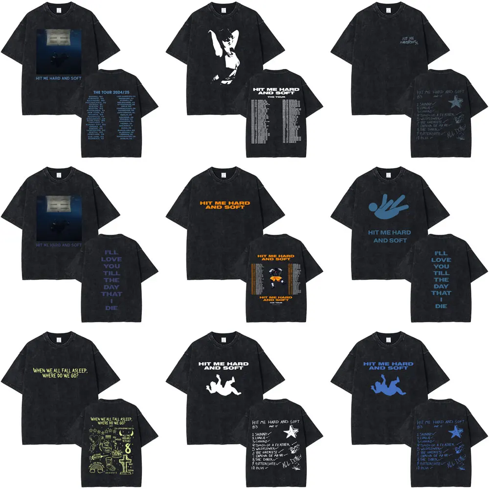 Hit Me Hard and Soft Vintage Washed T-shirts Men Women Fashion Pop Music T Shirts Men's Casual Oversized T Shirt Short Sleeve
Hit Me Hard and Soft Vintage Washed T-shirts Men Women Fashion Pop Music T Shirts Men's Casual Oversized T Shirt Short Sleeve