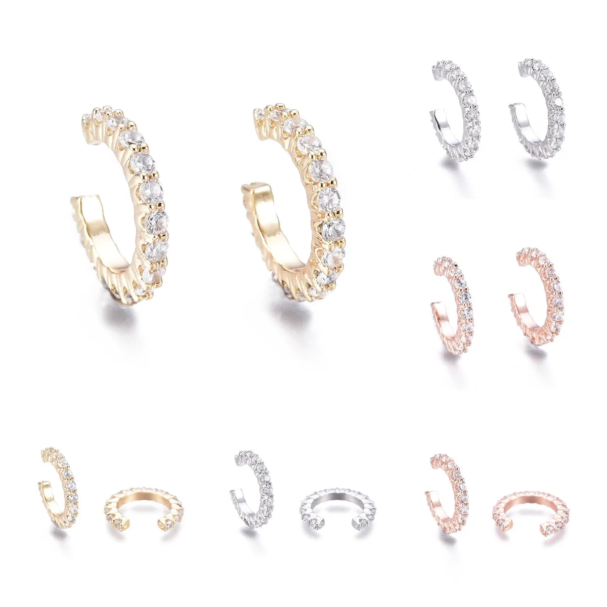 Kissitty 5 Pairs Brass Micro Pave Clear Cubic Zirconia Cuff Earrings For Women Non-Piercing Earrings Jewelry Findings Gift
Kissitty 5 Pairs Brass Micro Pave Clear Cubic Zirconia Cuff Earrings For Women Non-Piercing Earrings Jewelry Findings Gift