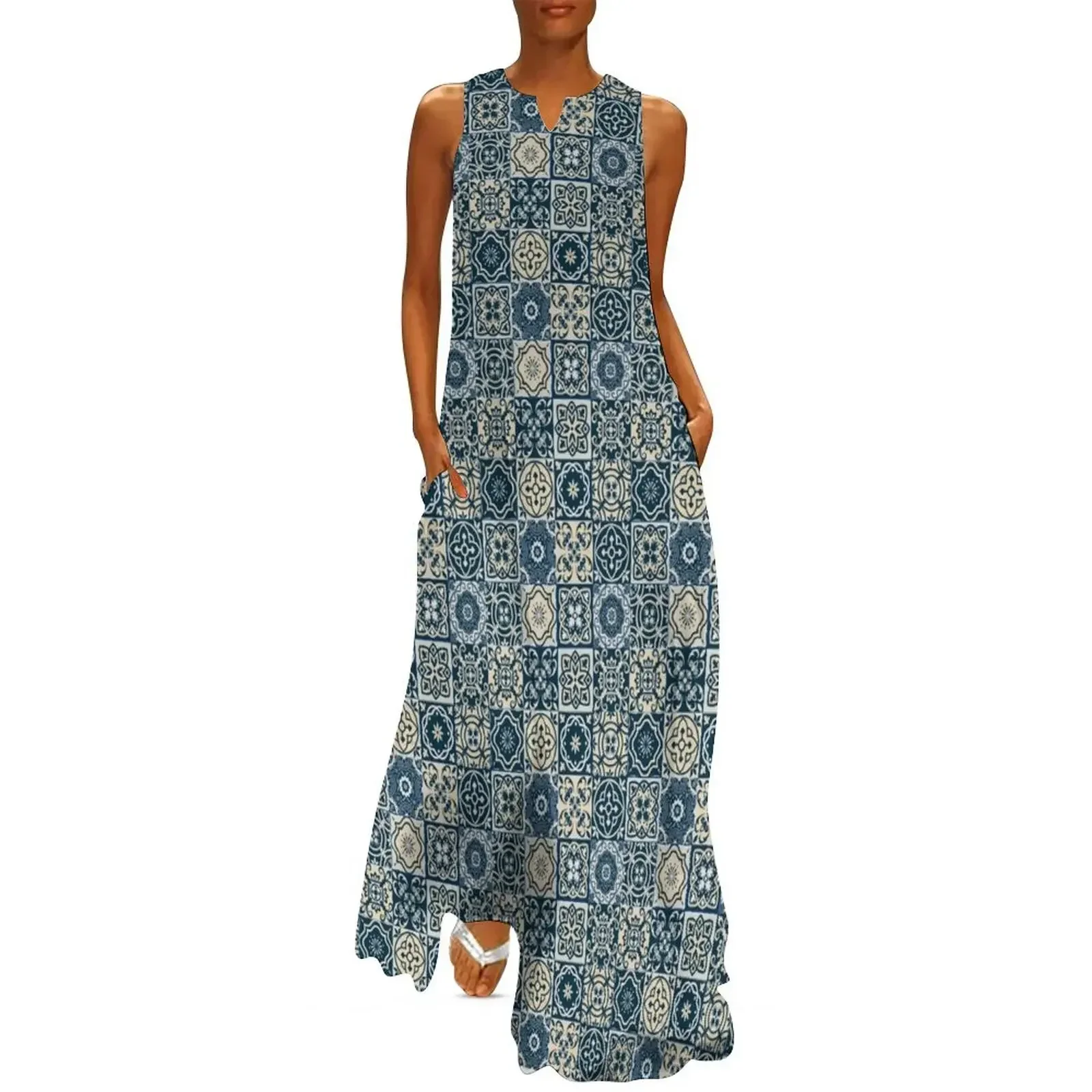 Azulejo, Geometric Pattern Long Dress Clothing female elegant guest wedding dress prom dress
Azulejo, Geometric Pattern Long Dress Clothing female elegant guest wedding dress prom dress