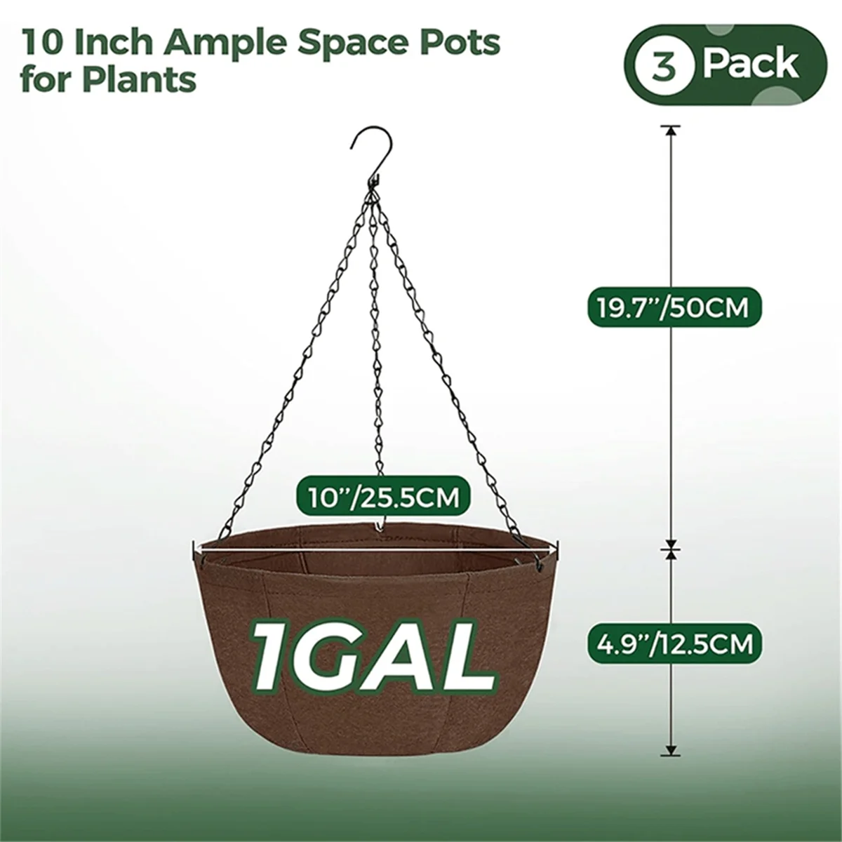 ABTX Подвесной кашпо для уличных растений, Подвесные корзины для растений на открытом воздухе с цепочкой, Тканевый подвесной горшок для растений 12 дюймов
ABTX Подвесной кашпо для уличных растений, Подвесные корзины для растений на открытом воздухе с цепочкой, Тканевый подвесной горшок для растений 12 дюймов