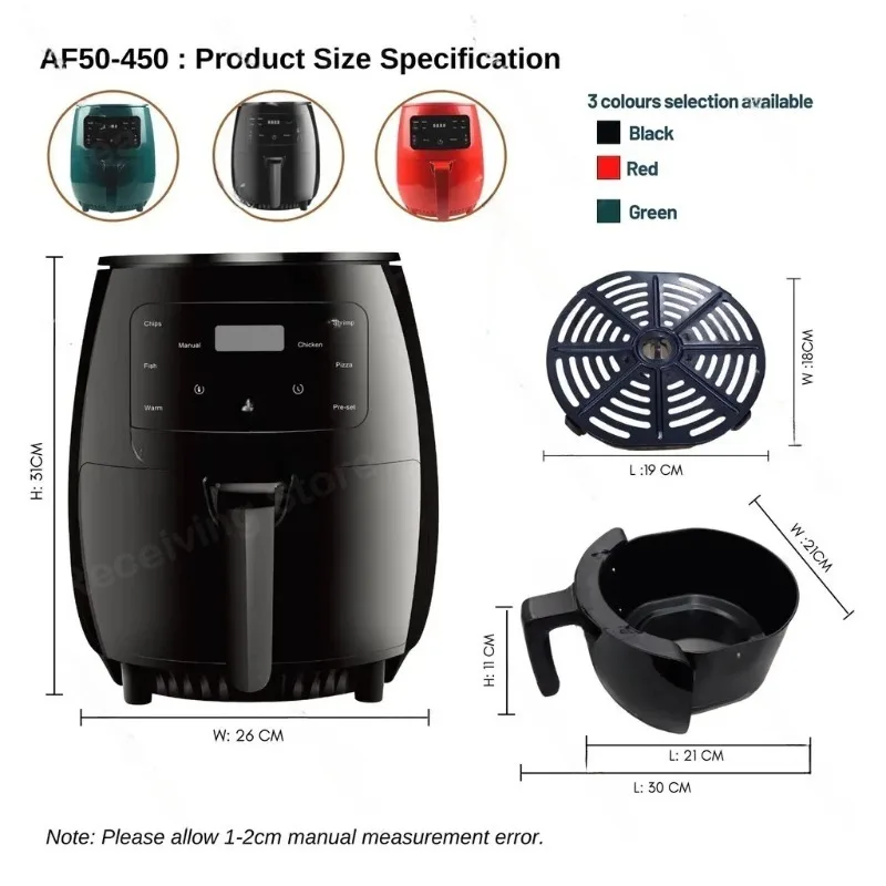 Air Fryer Household Large Capacity French Fry Machine Multifunctional Electric Fryer
Air Fryer Household Large Capacity French Fry Machine Multifunctional Electric Fryer