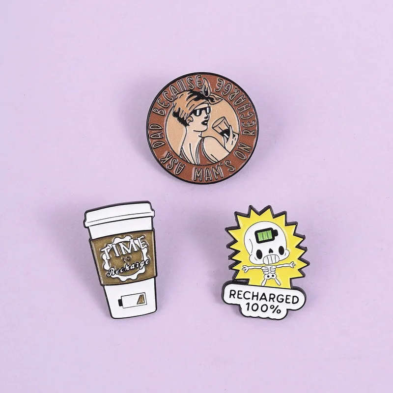 Funny Coffee Recharge Enamel Pins 3Pcs Retro Woman Skeleton 100% Charged Brooch Lapel Badge Gift For Coffee Lovers Bag Decor
Funny Coffee Recharge Enamel Pins 3Pcs Retro Woman Skeleton 100% Charged Brooch Lapel Badge Gift For Coffee Lovers Bag Decor