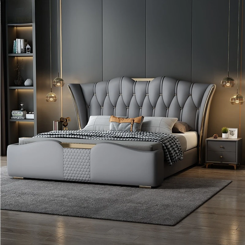 Leather master bedroom 1.8 double 1.5m2 rice leather art soft bag storage bed
Leather master bedroom 1.8 double 1.5m2 rice leather art soft bag storage bed