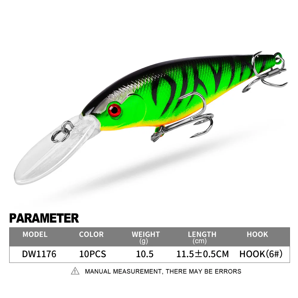 PROBEROS 1pcs Fishing Lure 11.5cm 10.5g Hard ABS Plastic Minnow Lure 10 Color Crankbait Fishing Bait 6# Treble hook dw1176
PROBEROS 1pcs Fishing Lure 11.5cm 10.5g Hard ABS Plastic Minnow Lure 10 Color Crankbait Fishing Bait 6# Treble hook dw1176