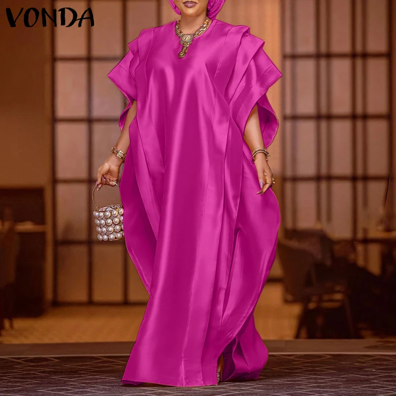 Летнее платье макси VONDA больших размеров 5XL, элегантное, с коротким рукавом, с рюшами, из атласа, для вечеринок, повседневное, свободное, однотонное, платье-сарафан
Летнее платье макси VONDA больших размеров 5XL, элегантное, с коротким рукавом, с рюшами, из атласа, для вечеринок, повседневное, свободное, однотонное, платье-сарафан