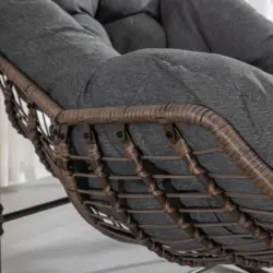 Outdoor Rocking Chair, Patio Oversized Wicker Egg Rocking Chair, Indoor & Outdoor Comfy Rocker Chair with Thick Cushion, Modern Outdoor Rocking Chair, Patio Oversized Wicker Egg Rocking Chair, Indoor & Outdoor Comfy Rocker Chair with Thick Cushion, Modern