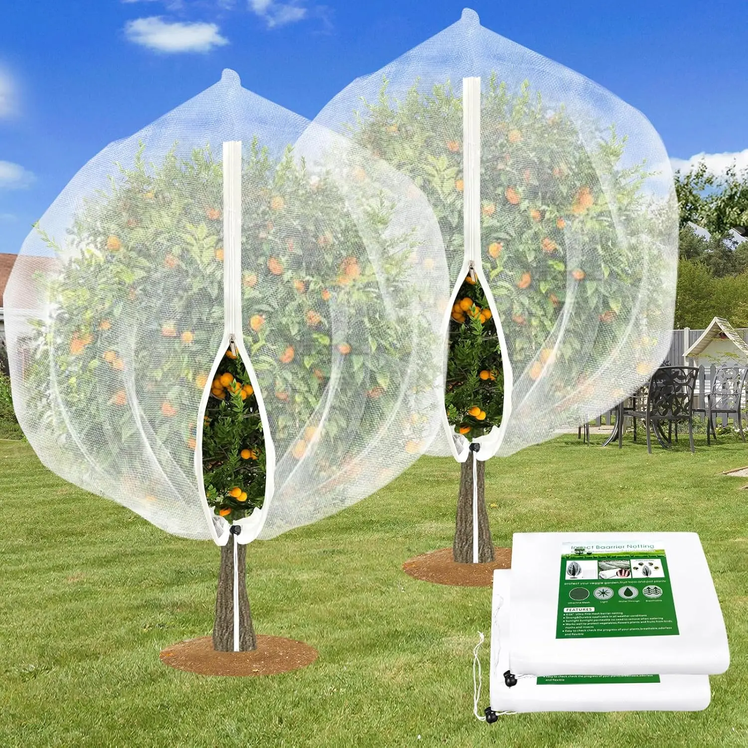 2-Pack Large Garden Netting with Zipper & Drawstring, 8x8FT Insect Bird Protection for Fruit Trees
2-Pack Large Garden Netting with Zipper & Drawstring, 8x8FT Insect Bird Protection for Fruit Trees
