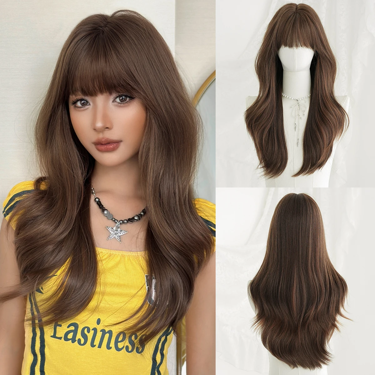 7JHH WIGS Long Straight Mocha Brown Wig for Women Synthetic Heat-Resistant Modest Fashion Wear and Go Wigs with Neat Bangs
7JHH WIGS Long Straight Mocha Brown Wig for Women Synthetic Heat-Resistant Modest Fashion Wear and Go Wigs with Neat Bangs