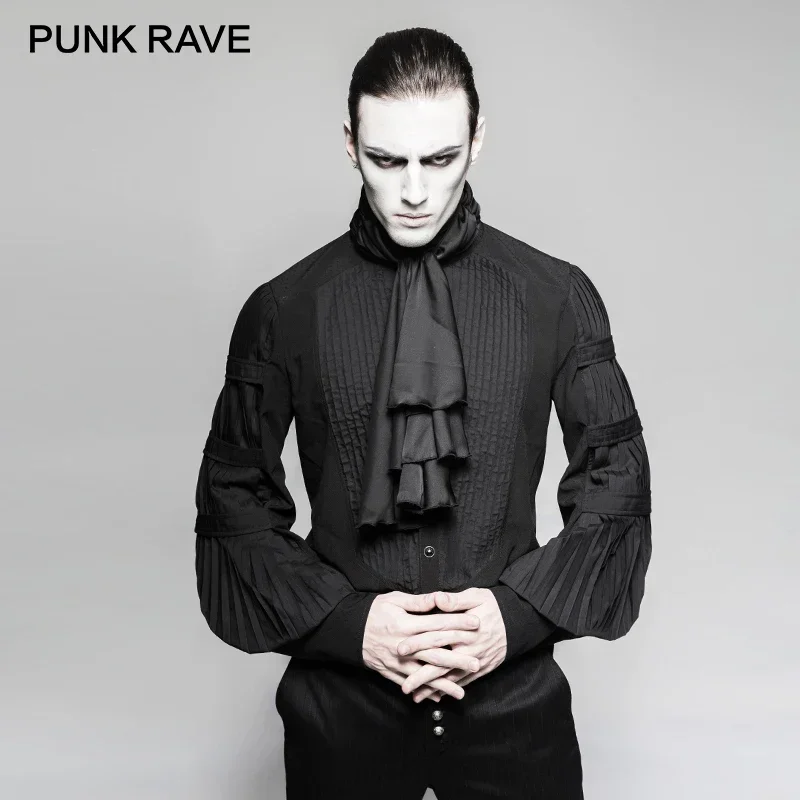 PUNK RAVE Steampunk Gentleman Necktie Shirts Gothic Black Silk Ties Big Balloon Sleeves Men Ruffle Blouses Clothing Party
PUNK RAVE Steampunk Gentleman Necktie Shirts Gothic Black Silk Ties Big Balloon Sleeves Men Ruffle Blouses Clothing Party