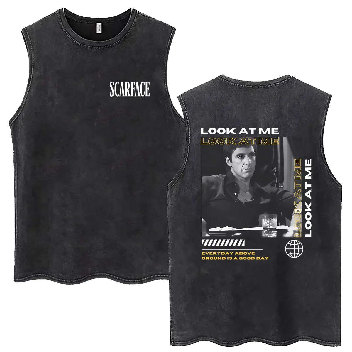 Classic Gangsters Movie Scarface Vintage Acid Washed Tank Tops Tony Montana Al Pacino Sleeveless T-shirt Men Oversized T Shirts
Classic Gangsters Movie Scarface Vintage Acid Washed Tank Tops Tony Montana Al Pacino Sleeveless T-shirt Men Oversized T Shirts