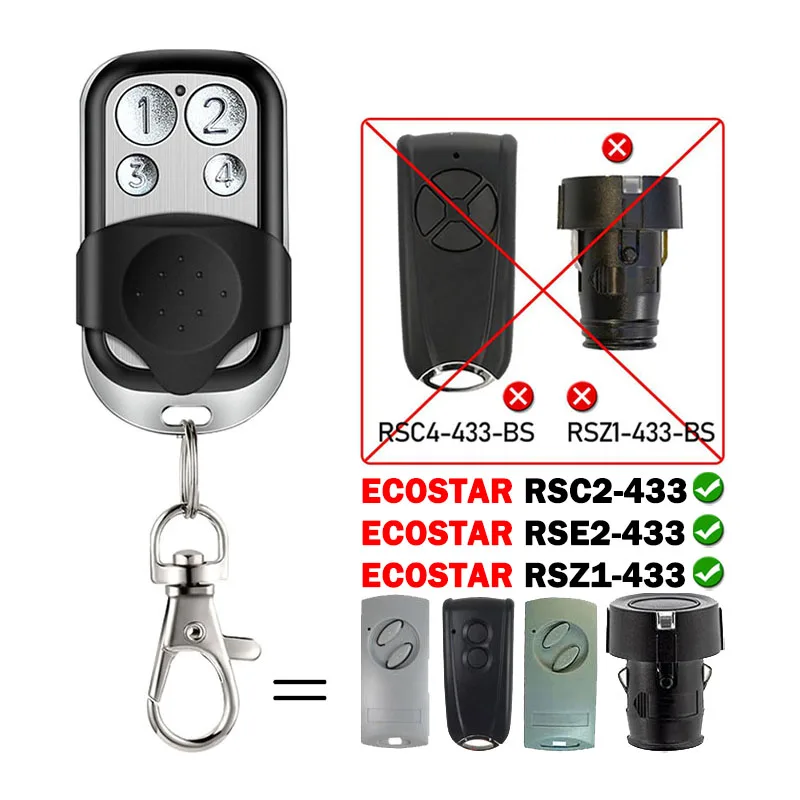 For ECOSTAR RSC2 RSE2 RSZ1 433 Garage Door Remote Control Garage Door Opener Command Liftronic Portronic 433.92MHz Rolling Code
For ECOSTAR RSC2 RSE2 RSZ1 433 Garage Door Remote Control Garage Door Opener Command Liftronic Portronic 433.92MHz Rolling Code