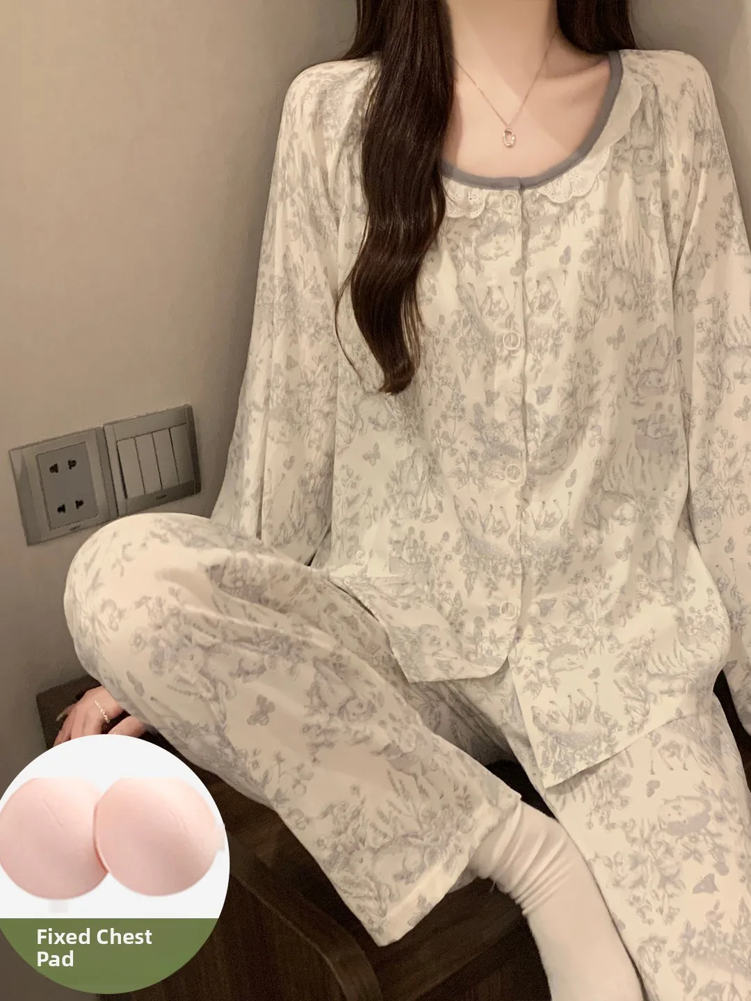 Cloud Cotton Sleepwear with Chest Pad Women's Long Sleeve Spring Autumn Style Comfortable Home Clothes Sweet Cute Design
Cloud Cotton Sleepwear with Chest Pad Women's Long Sleeve Spring Autumn Style Comfortable Home Clothes Sweet Cute Design