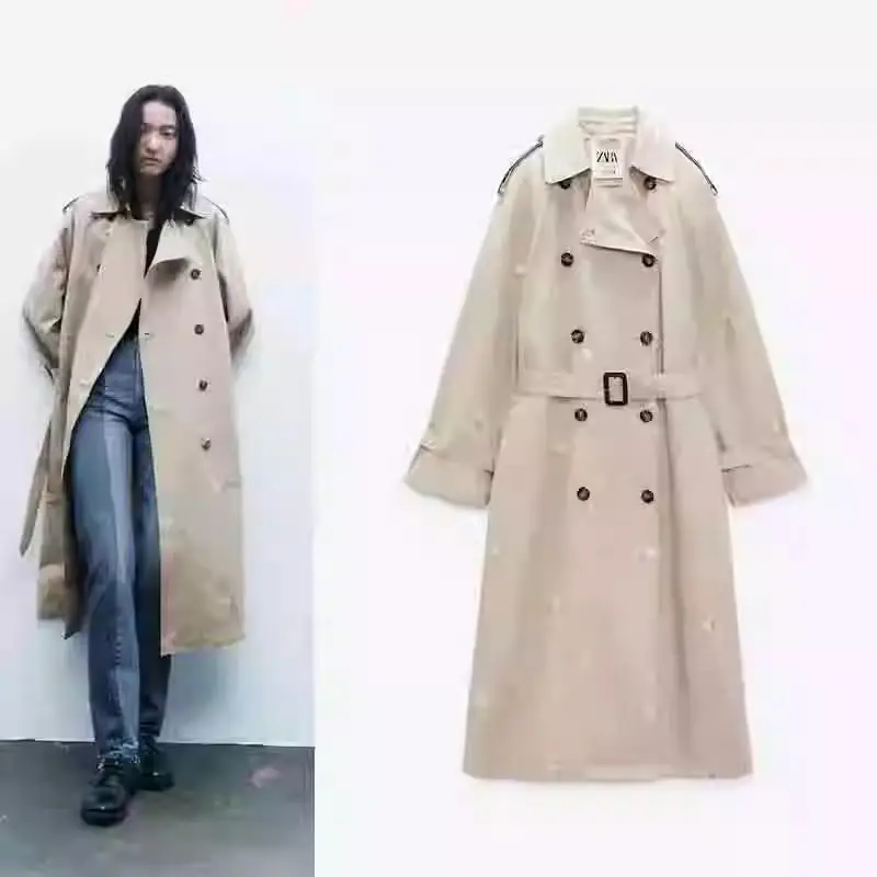 Новинка 2024, женское уличное свободное пальто длиной миди с поясом, длинный воротник-свек с цветочной вышивкой и двойной пуговицей
Новинка 2024, женское уличное свободное пальто длиной миди с поясом, длинный воротник-свек с цветочной вышивкой и двойной пуговицей