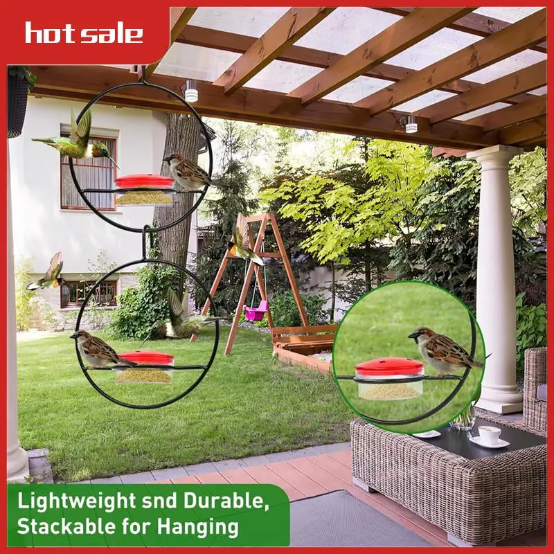 Circular Hanging Bird Feeder, Stackable Hanging Humming Bird Feeder With Metal Frame Red Plastic Bowl Easy To Use Red
Circular Hanging Bird Feeder, Stackable Hanging Humming Bird Feeder With Metal Frame Red Plastic Bowl Easy To Use Red
