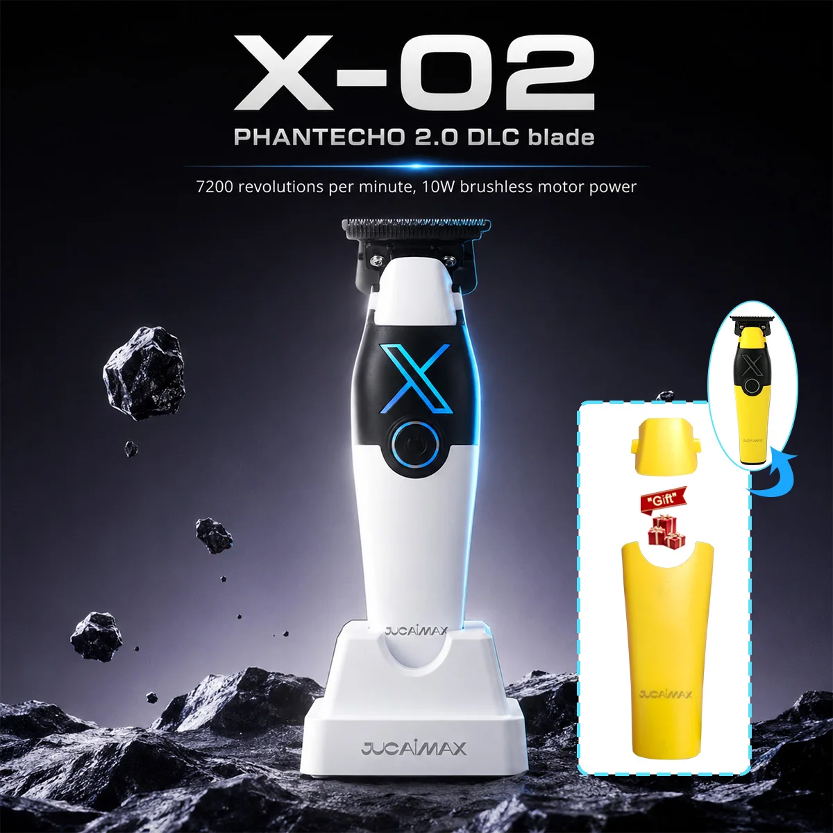 JUCAI X02 Hair Trimmer for Men PHANTECHO2.0 DLC Blade Zero Gapped Brushless Motor Cordless with Dock Professional Hair Clipper
JUCAI X02 Hair Trimmer for Men PHANTECHO2.0 DLC Blade Zero Gapped Brushless Motor Cordless with Dock Professional Hair Clipper