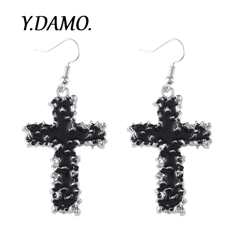 Damo Punk Cross Earrings For Men Women Silver Color Oil Drip Black Chunky Cross Earrings Design Trendy Hiphop Jewelry Fine Party
Damo Punk Cross Earrings For Men Women Silver Color Oil Drip Black Chunky Cross Earrings Design Trendy Hiphop Jewelry Fine Party