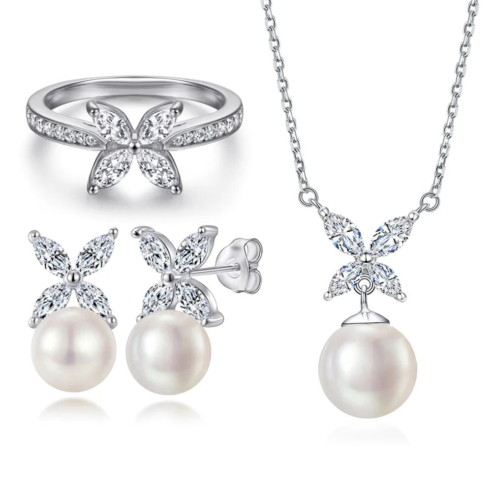 S925 sterling silver plated 18K gold PT950 platinum butterfly ring natural pearl earrings four leaf clover pearl three piece set
S925 sterling silver plated 18K gold PT950 platinum butterfly ring natural pearl earrings four leaf clover pearl three piece set
