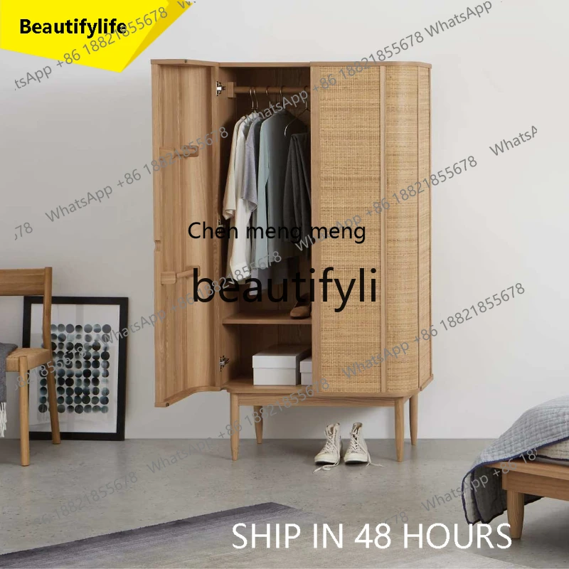 A32 American retro wardrobe rattan solid wood wardrobe bedroom double door log locker
A32 American retro wardrobe rattan solid wood wardrobe bedroom double door log locker