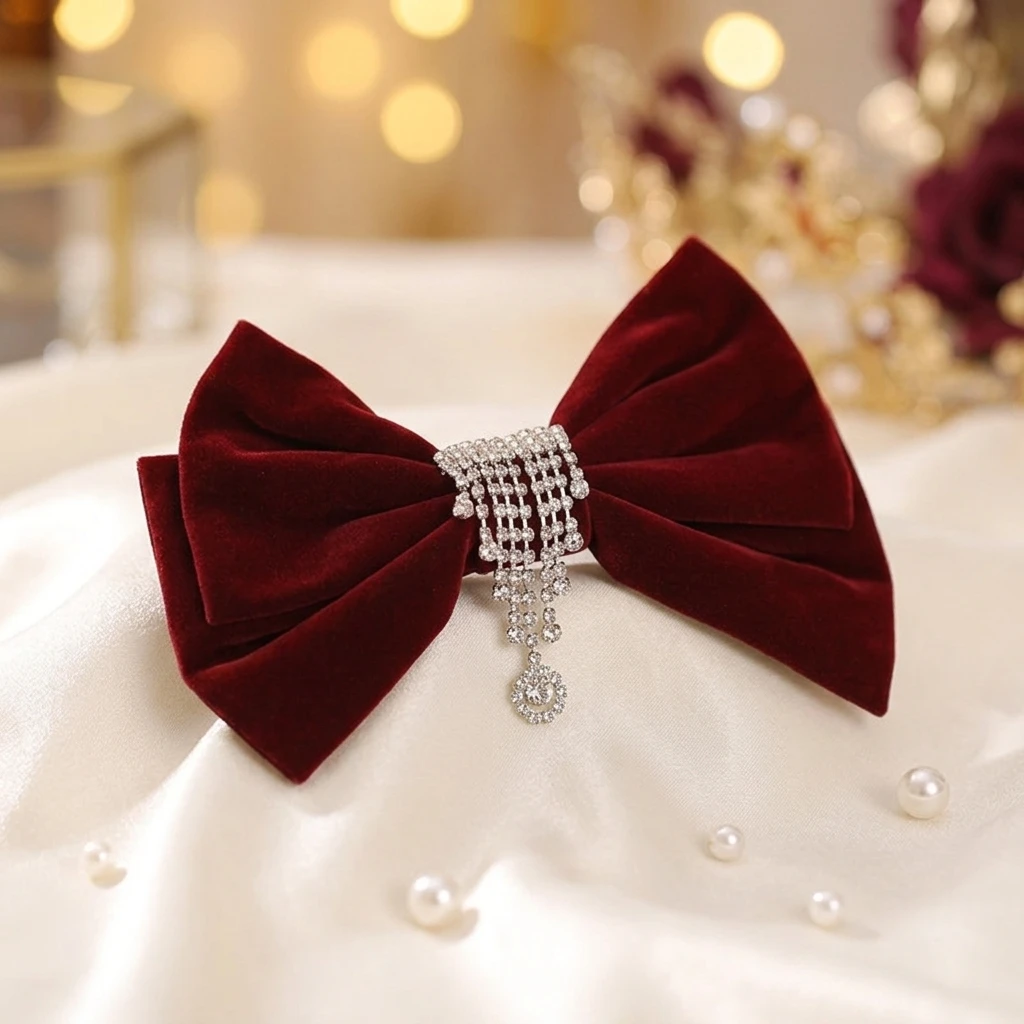 Burgundy Velvet Bows Bridal Hair Clip With Fringe For Wedding Dress Headwear
Burgundy Velvet Bows Bridal Hair Clip With Fringe For Wedding Dress Headwear