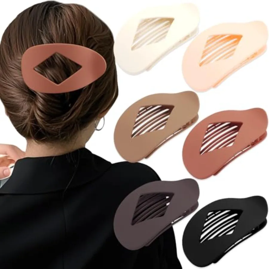 Hair clips for daily styling, matte metal alloy, neutral tones, non-slip strong hold for thick/medium/thin hair, 6pcs oval claw
Hair clips for daily styling, matte metal alloy, neutral tones, non-slip strong hold for thick/medium/thin hair, 6pcs oval claw