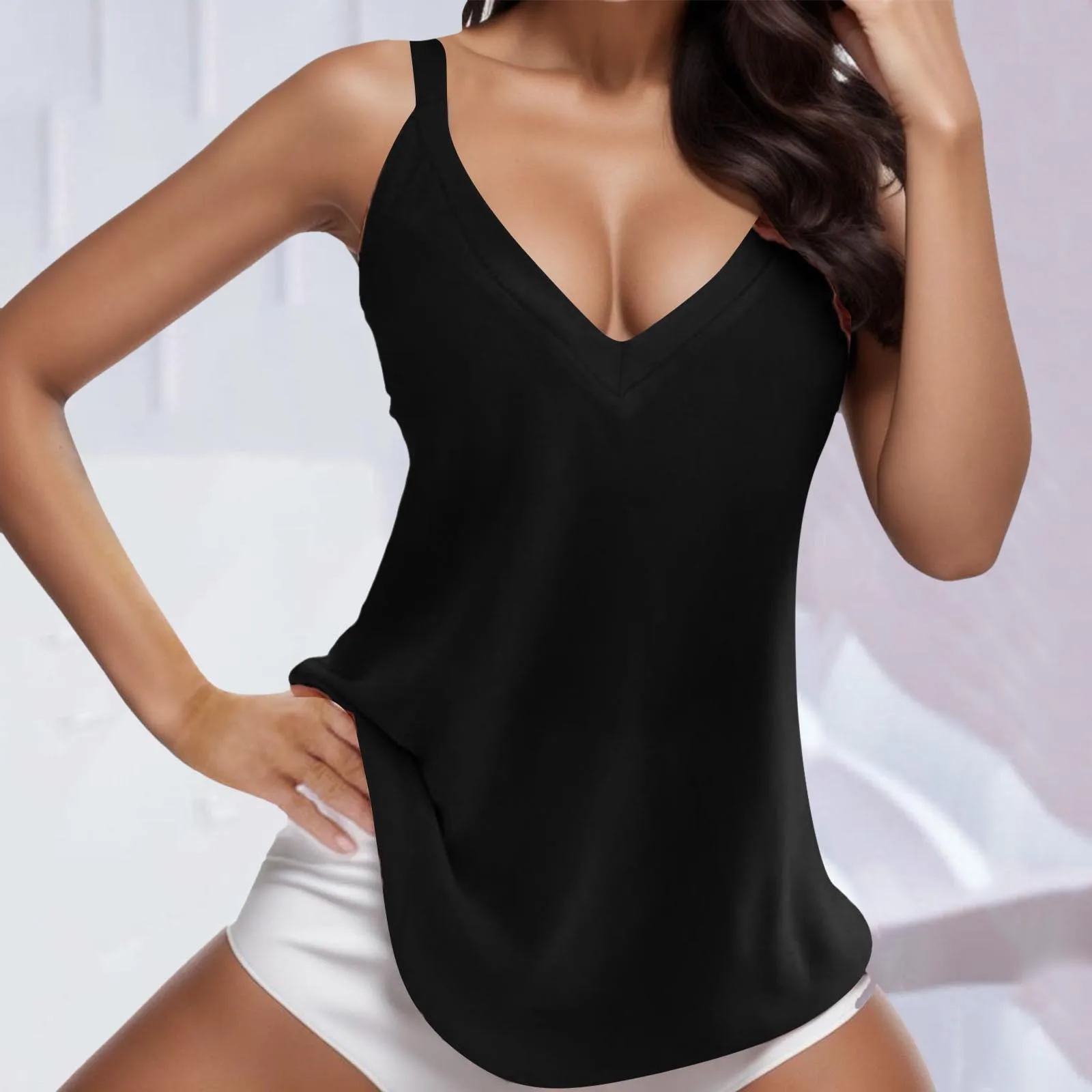 Solid Color Simplicity Vest Women's Sexy Casual Tank Tops Deep V Neck Sleeveless Blouses Fashionanle Ladies Tunic Tops
Solid Color Simplicity Vest Women's Sexy Casual Tank Tops Deep V Neck Sleeveless Blouses Fashionanle Ladies Tunic Tops