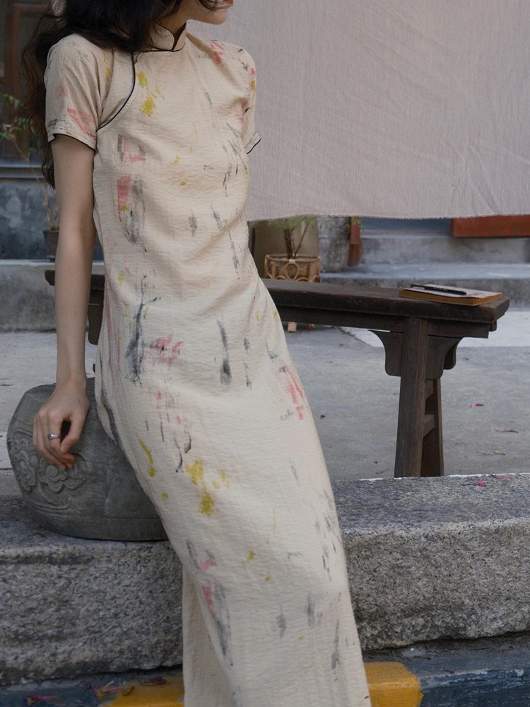 Хлопково-льняное цельное платье прямого кроя, традиционное, дышащее, с коротким рукавом, длинное, с цветочным узором
Хлопково-льняное цельное платье прямого кроя, традиционное, дышащее, с коротким рукавом, длинное, с цветочным узором