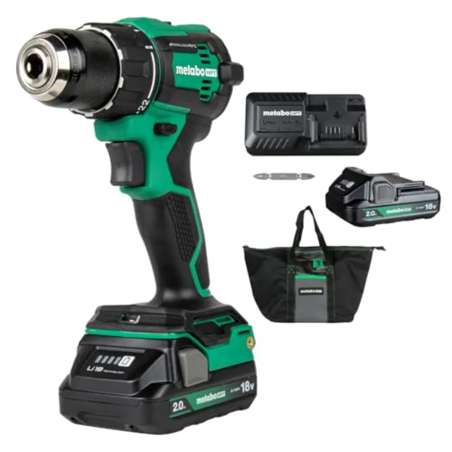18V MultiVolt 1/2" Cordl Brushl Driver Drill Kit, High Power Drill Set with Bag, 2 Lithium-Ion Metabo Batteries and Charger, Co
18V MultiVolt 1/2" Cordl Brushl Driver Drill Kit, High Power Drill Set with Bag, 2 Lithium-Ion Metabo Batteries and Charger, Co