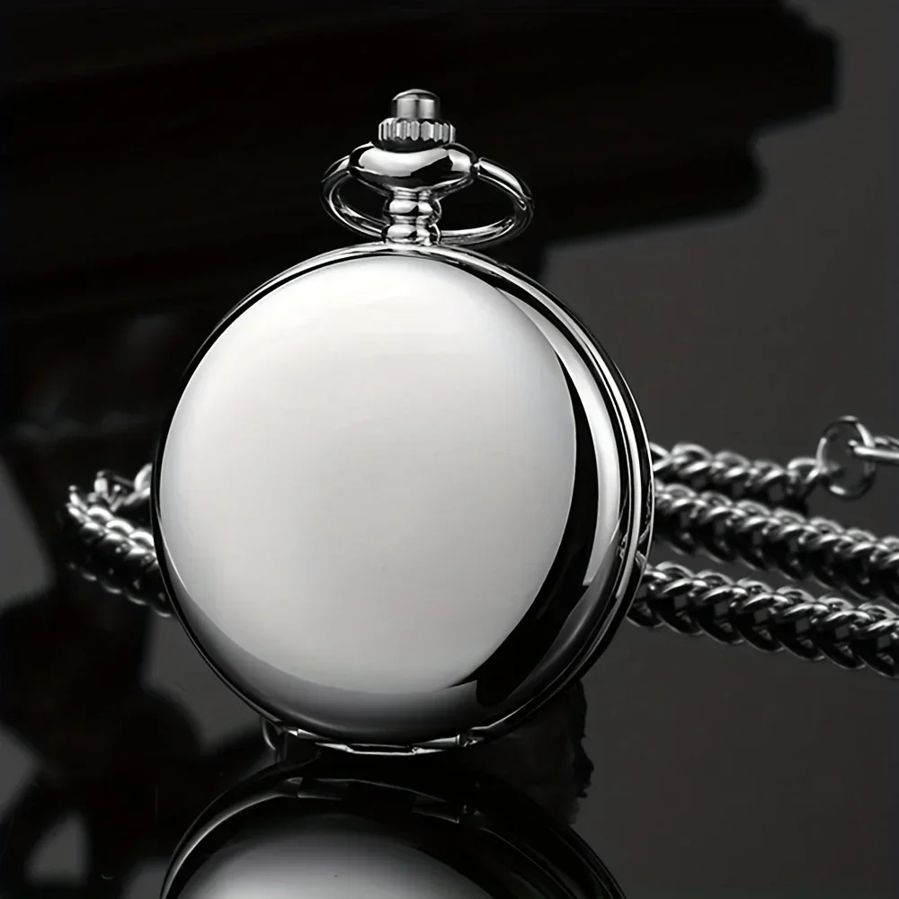 Smooth Steel Quartz Pocket Watch, Vintage Roman Number Dial Watch
Smooth Steel Quartz Pocket Watch, Vintage Roman Number Dial Watch