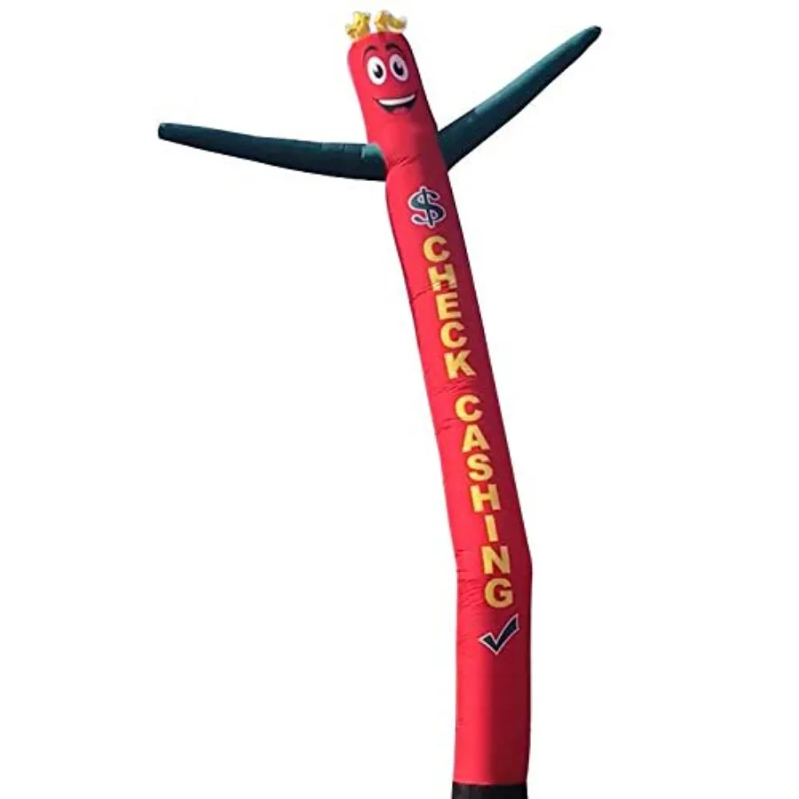 Outdoor check cashing inflatable tube man, 20ft tall air-powered dancing puppet, vinyl material, red and yellow colors, weather
Outdoor check cashing inflatable tube man, 20ft tall air-powered dancing puppet, vinyl material, red and yellow colors, weather