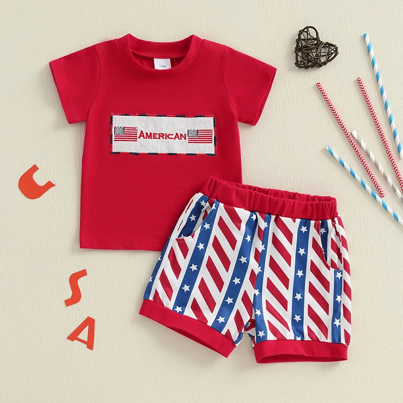Toddler Baby Boys Girls 4th of July Outfit American Flag Short Sleeve T-shirt Striped Star Elastic Waist Shorts 2Pcs Set
Toddler Baby Boys Girls 4th of July Outfit American Flag Short Sleeve T-shirt Striped Star Elastic Waist Shorts 2Pcs Set