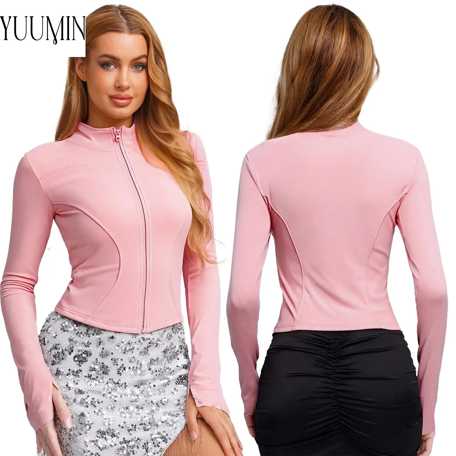 Women Thin Fleece Lined Yoga Jacket Stand Collar Long Sleeves Finger Holes Zipper Sweatshirt Moisture-Wicking Sports Top Costume
Women Thin Fleece Lined Yoga Jacket Stand Collar Long Sleeves Finger Holes Zipper Sweatshirt Moisture-Wicking Sports Top Costume