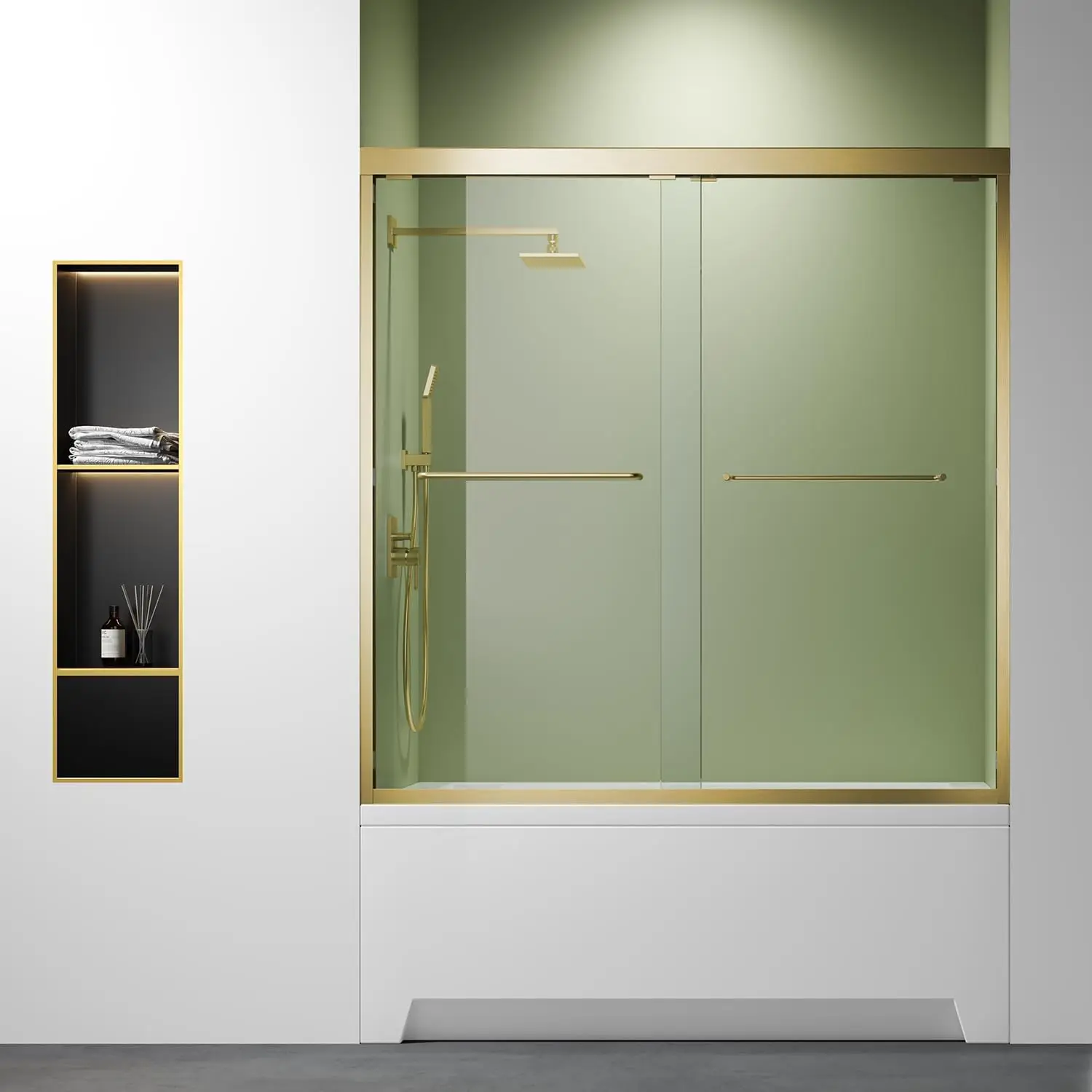 60"x 62" Brushed Gold Bathtub Shower Door,ANSI/SGCC Certified 6mm Tempered Glass,Corrosion-Proof Stainless Steel Handle & Alumin
60"x 62" Brushed Gold Bathtub Shower Door,ANSI/SGCC Certified 6mm Tempered Glass,Corrosion-Proof Stainless Steel Handle & Alumin