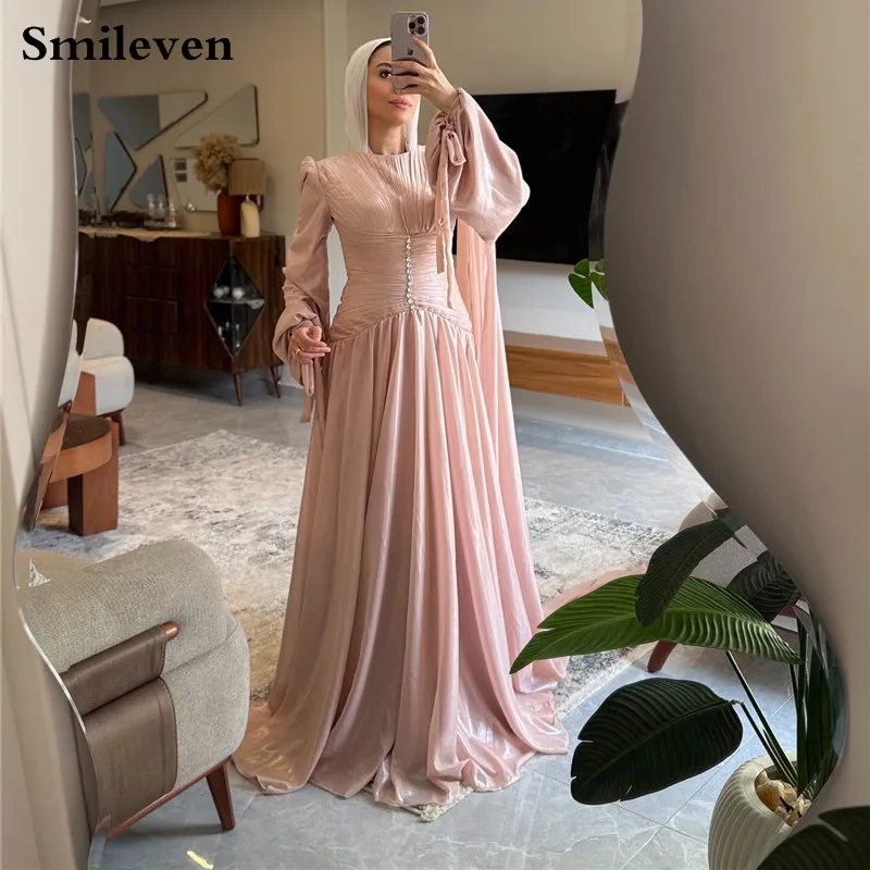 Smileven Pink A Line Muslim Evening Dresses Long Puff Sleeve 2025 Prom Dress Pleats Prom Party Gowns 2024 Customized
Smileven Pink A Line Muslim Evening Dresses Long Puff Sleeve 2025 Prom Dress Pleats Prom Party Gowns 2024 Customized