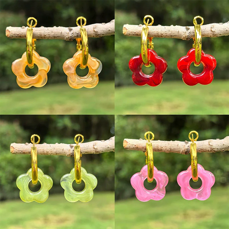 New Cute Resin Flower Earrings Versatile Flower Fashion Earrings Decorative Gifts Wholesale
New Cute Resin Flower Earrings Versatile Flower Fashion Earrings Decorative Gifts Wholesale