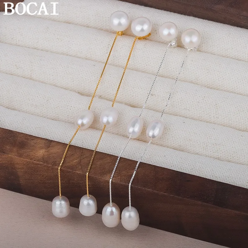 BOCAI S925 Pure Silver Light Luxury And Elegance Natural Freshwater Pearl Tassels Earrings
BOCAI S925 Pure Silver Light Luxury And Elegance Natural Freshwater Pearl Tassels Earrings