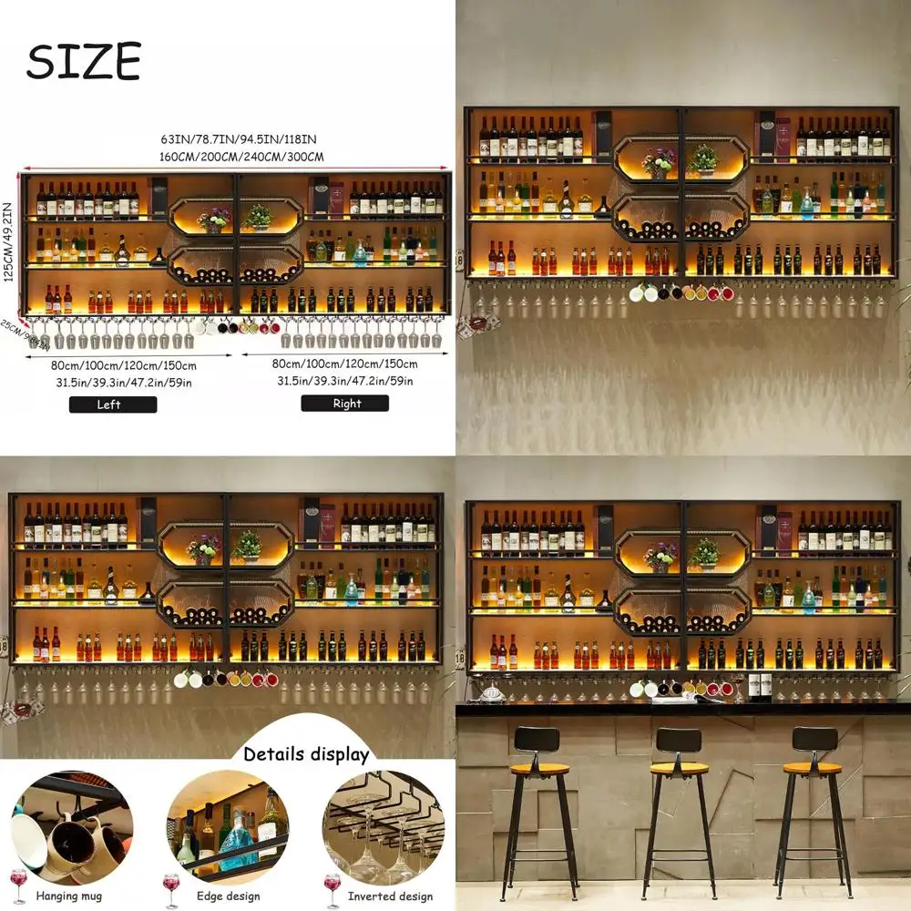 118in Large Wall Mounted Wine Rack,4-Tiers Liquor Bottles loating Shelves Display Storage Organizer or Home Bar & Dining Room De
118in Large Wall Mounted Wine Rack,4-Tiers Liquor Bottles loating Shelves Display Storage Organizer or Home Bar & Dining Room De