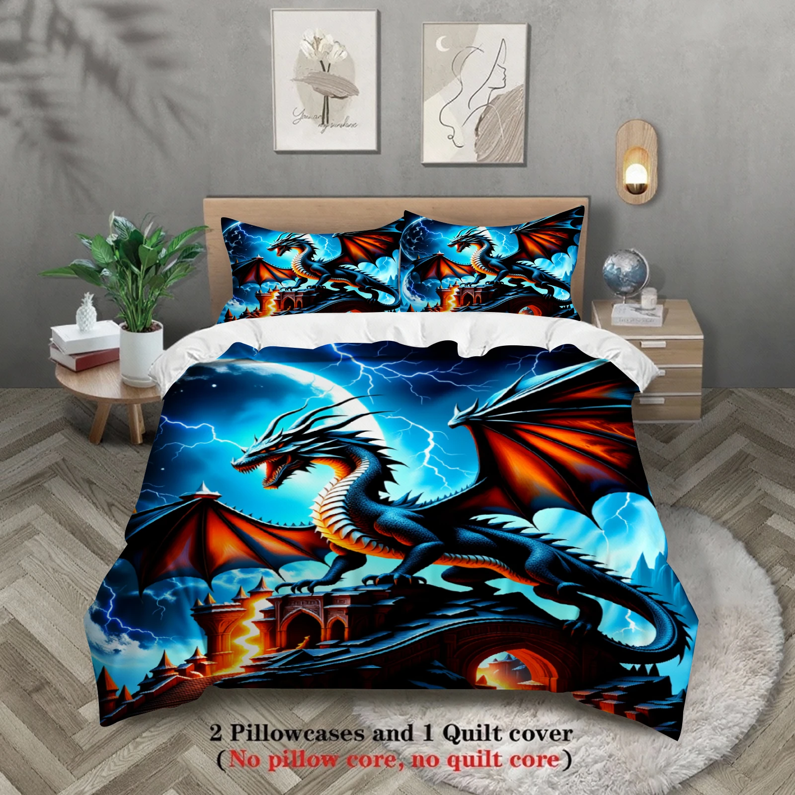 3pcs Dragon Fantasy Bedding Sets 3D Printed Mythical Dragon Easy Care Durable Duvet Cover Sets With Pillowcases No Filling
3pcs Dragon Fantasy Bedding Sets 3D Printed Mythical Dragon Easy Care Durable Duvet Cover Sets With Pillowcases No Filling