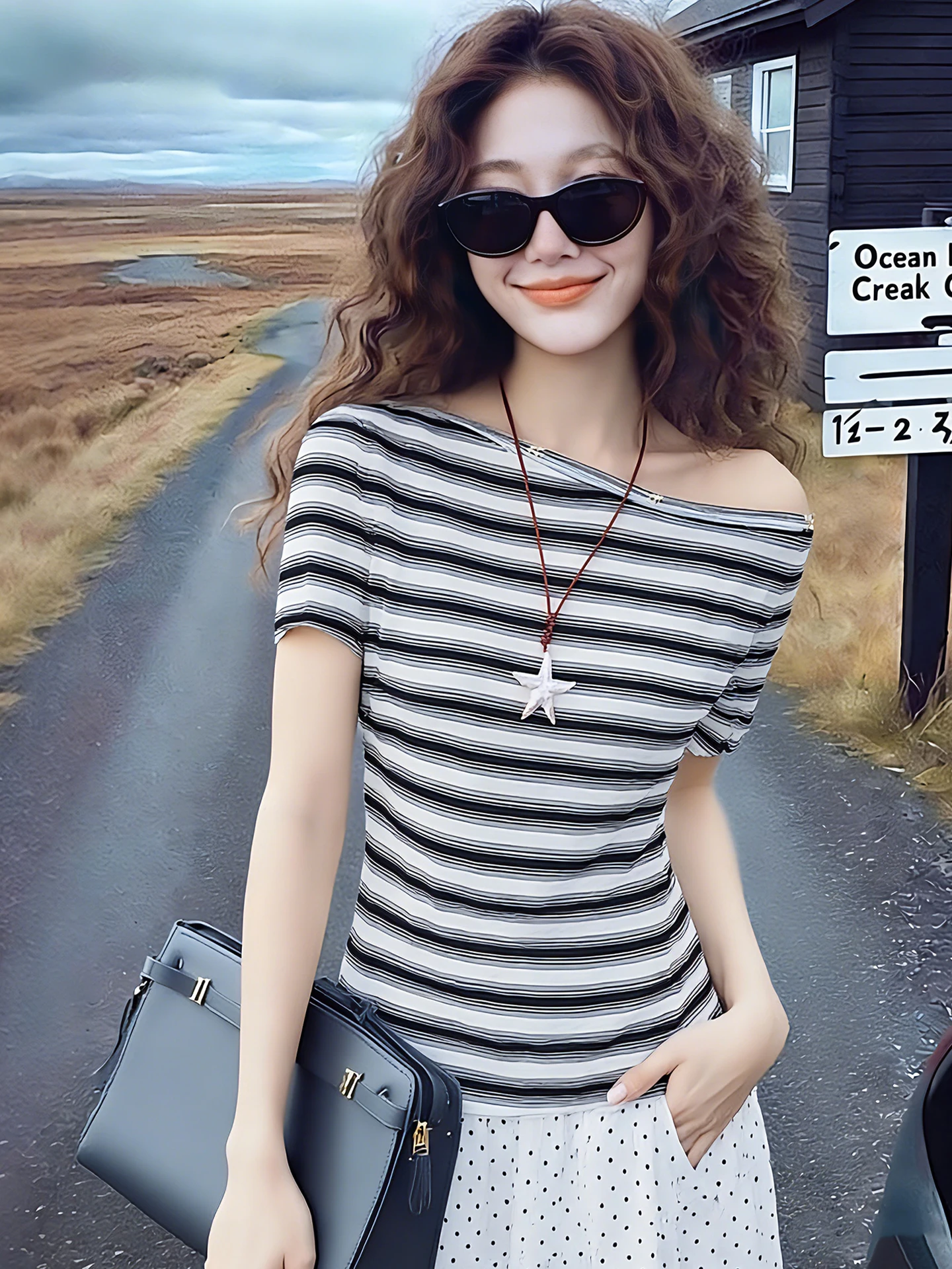 Slim Fit Striped Short Sleeve T-Shirt Korean Style Spring Summer Women's Overhead Top Fashionable Trendy Design Sense
Slim Fit Striped Short Sleeve T-Shirt Korean Style Spring Summer Women's Overhead Top Fashionable Trendy Design Sense